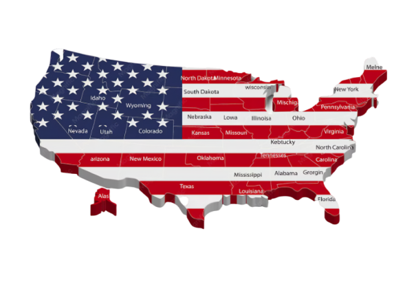 3D United States map showing Zayup nationwide coverage