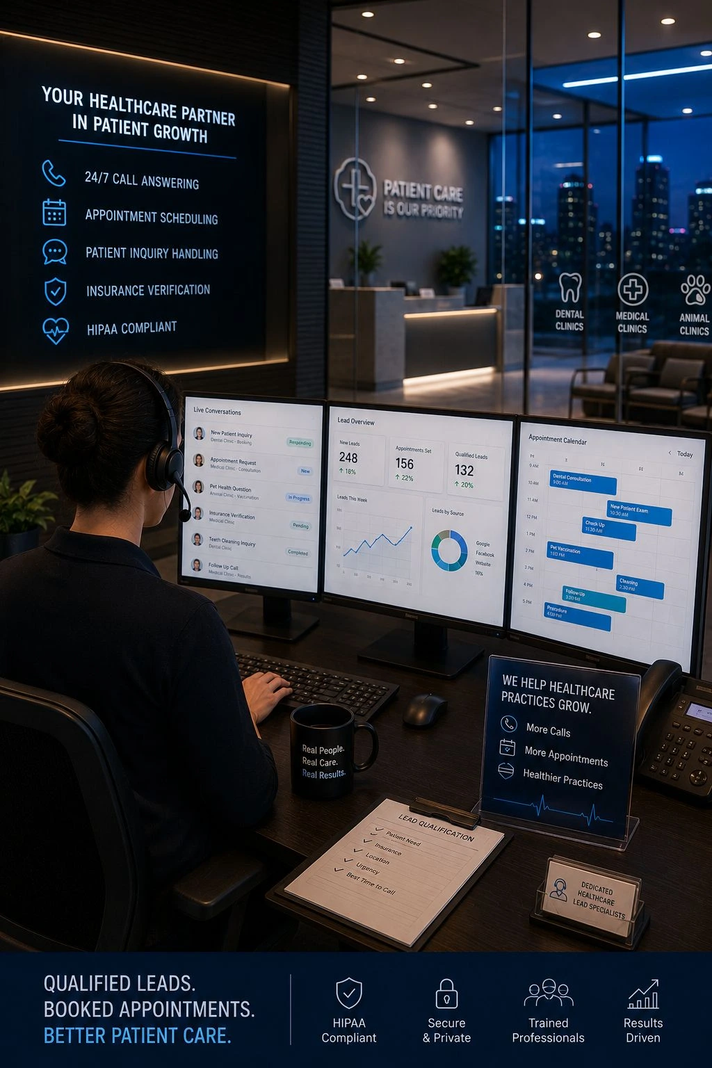 Medical front desk call answering and appointment scheduling support