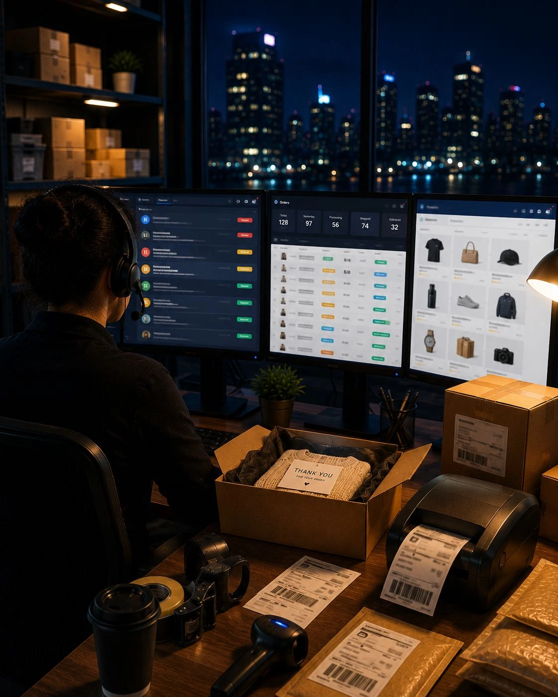 Ecommerce support desk handling customer orders, tracking, returns, and refunds